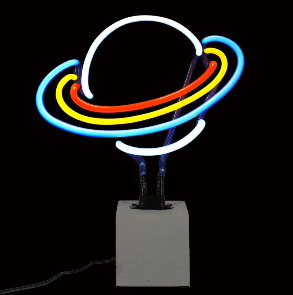 Saturn Neon Light - Concrete Base