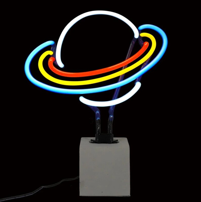 Saturn Neon Light - Concrete Base