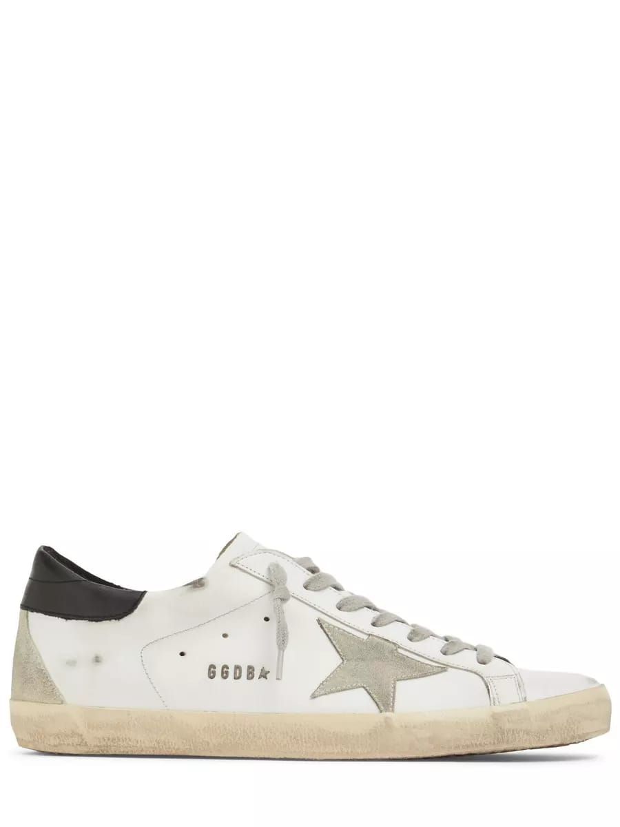 Golden Goose Super-Star Men&#39;s White/Black Leather Low Top Sneakers New