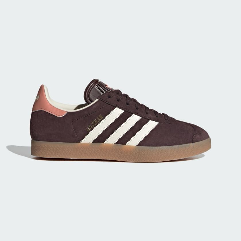 adidas Originals Gazelle trainers in brown and light pink