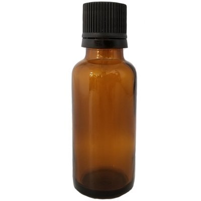 Amber Glass 30ml bottle with tamper evident lid and orfice