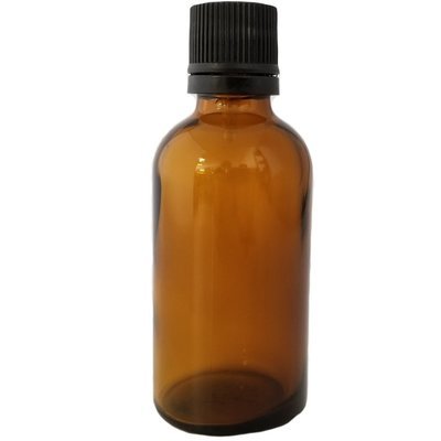 Amber Glass 50ml bottle with tamper evident lid and orfice