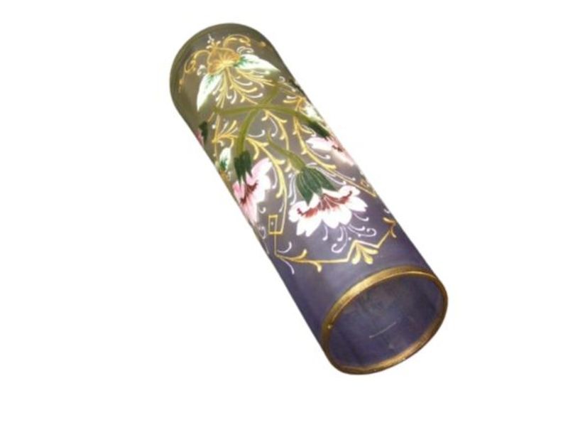 ​Antique Moser Tall Vase Floral Enamel