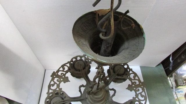 Antique Vintage Chandelier 1930's Art Deco Cast Iron Ceiling Light All Original Antique Vintage Chandelier 1930's Art Deco Cast Iron Ceiling Light All Original