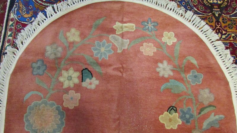 4'x 8' Antique Pink Oval Chinese Art Deco Oriental Rug 1930s Hand Made