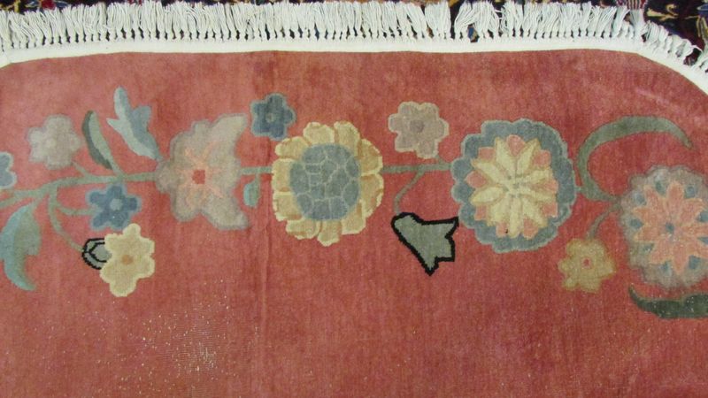 4'x 8' Antique Pink Oval Chinese Art Deco Oriental Rug 1930s Hand Made