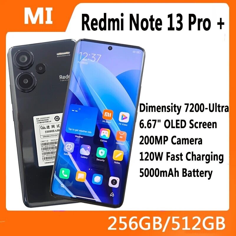 Xiaomi Redmi Note 13 PRO+ Plus 5G Smartphone 6.67&quot; Dimensity 7200-Ultra 5000mAh Battery 120W Fast  Charging 200 MP