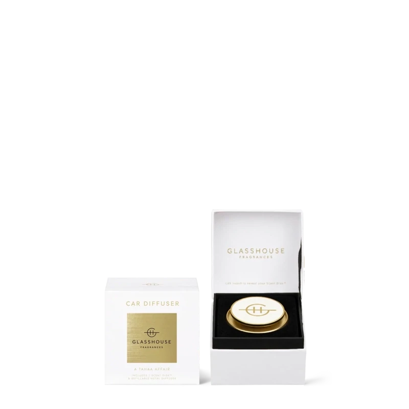 Glasshouse Fragrances Gold Car Diffuser Collection with 1 Replacement Scent Disc
