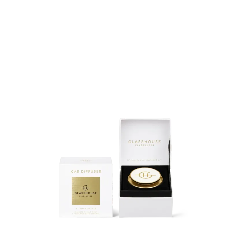 Glasshouse Fragrances Gold Car Diffuser Collection with 1 Replacement Scent Disc