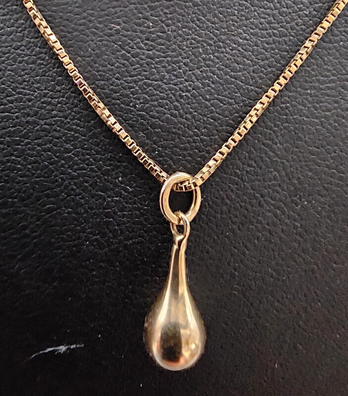 18k Goldkette Gelbgold 40 cm Anhänger Tropfen 3 Gramm