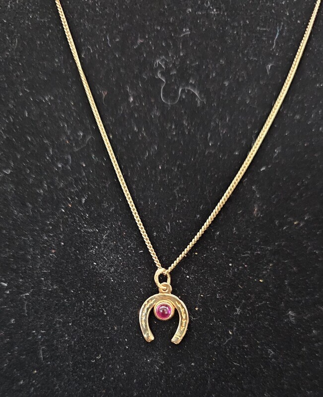 18k Goldkette Gelbgold 45 cm Hufeisen Anhänger 2,95 Gramm