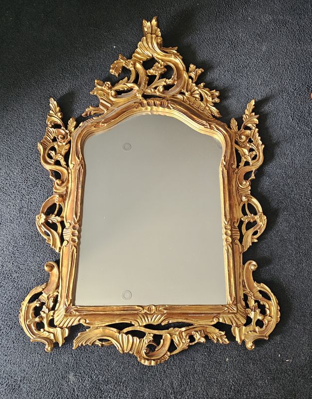 Antiker Spiegel Holzspiegel Wandspiegel gold 125 cm