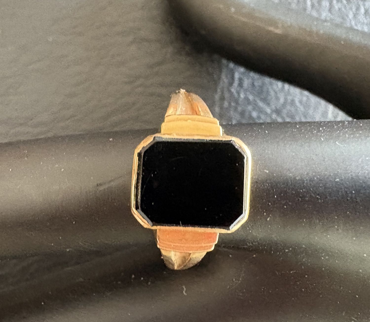 18k Herrenring Goldring Onyx 750er Gelbgold Siegelring
