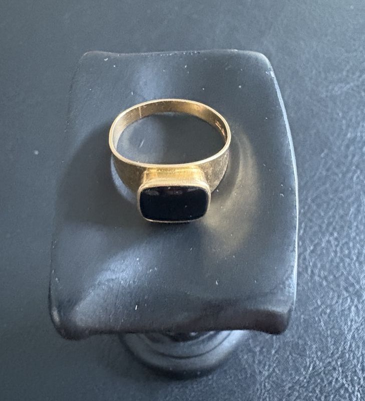 18k Herrenring Goldring Onyx 750er Gelbgold Siegelring