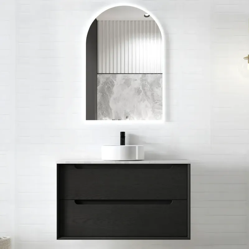 BYRON 900MM BLACK OAK WALL HUNG VANITY