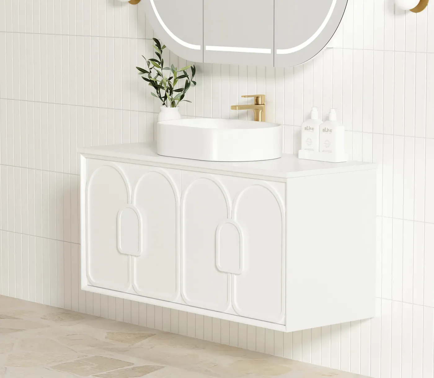 LAGUNA 1200MM SATIN WHITE WALL HUNG VANITY