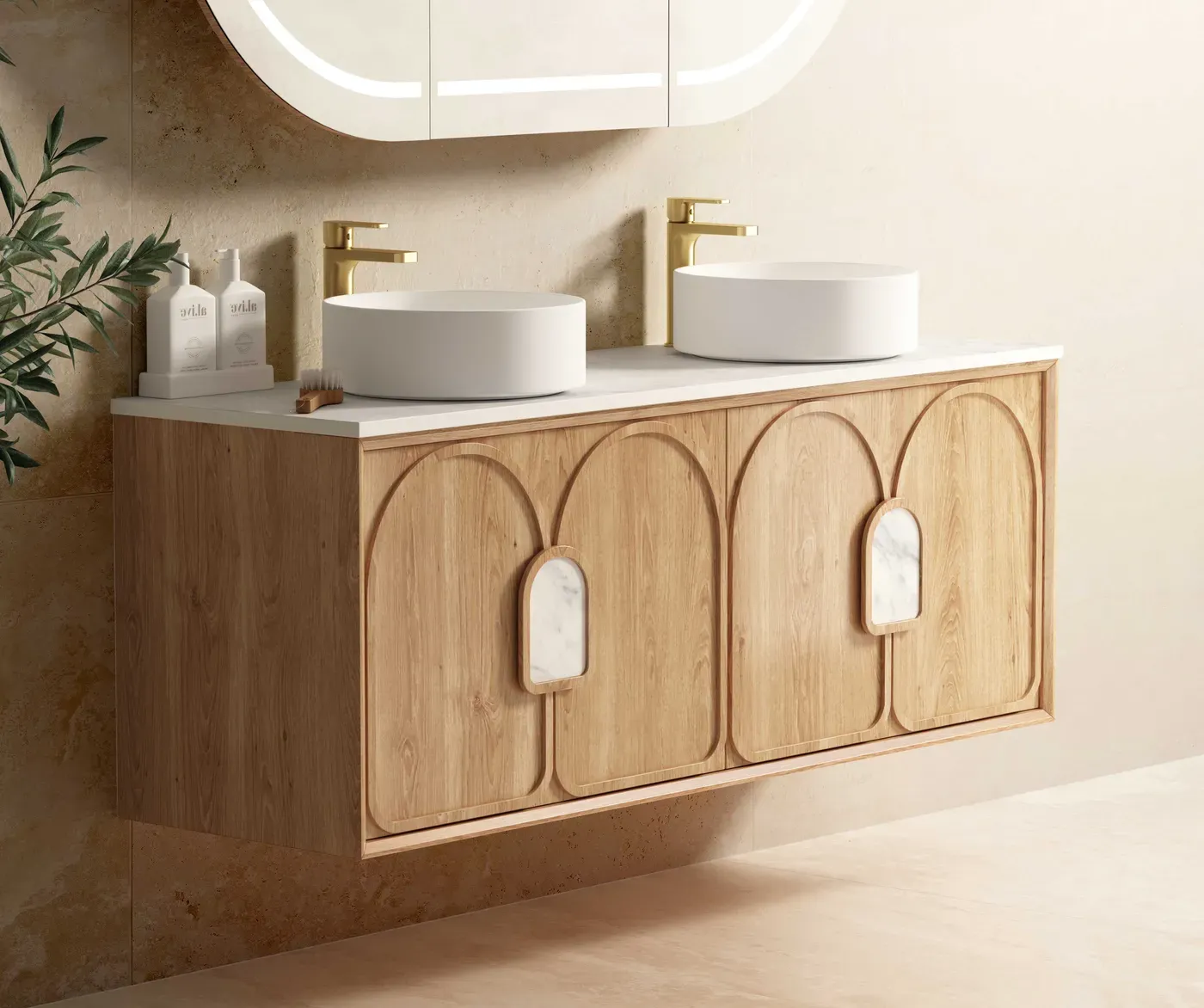 LAGUNA 1500MM NATURAL AMERICAN OAK WALL HUNG VANITY