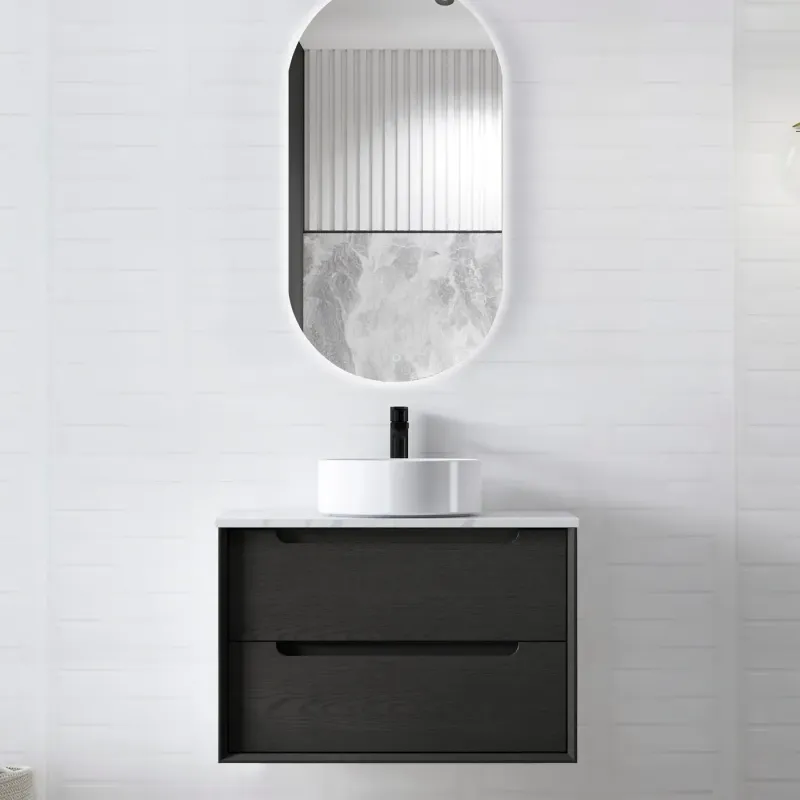 BYRON 750MM BLACK OAK WALL HUNG VANITY
