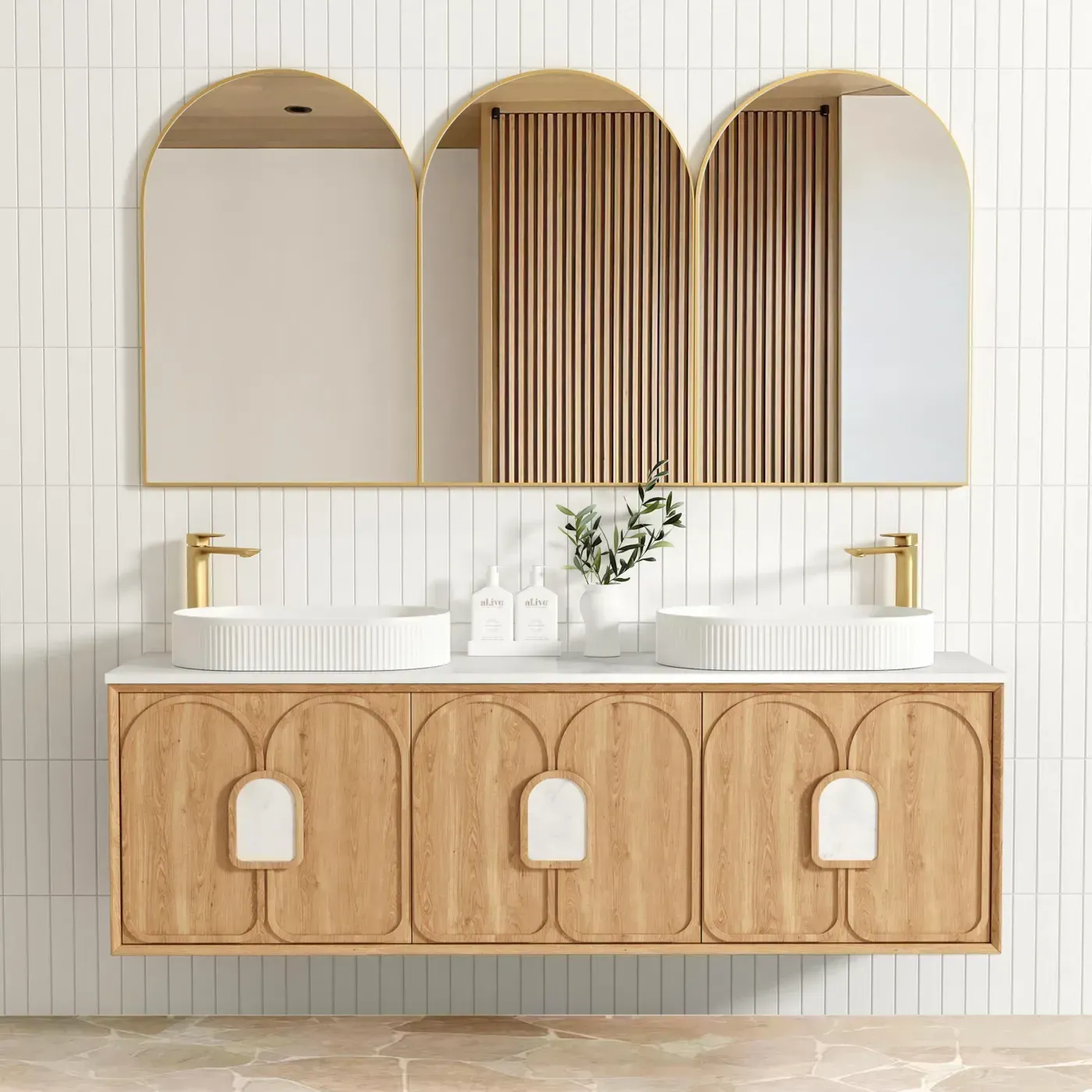 LAGUNA 1800MM NATURAL AMERICAN OAK WALL HUNG VANITY