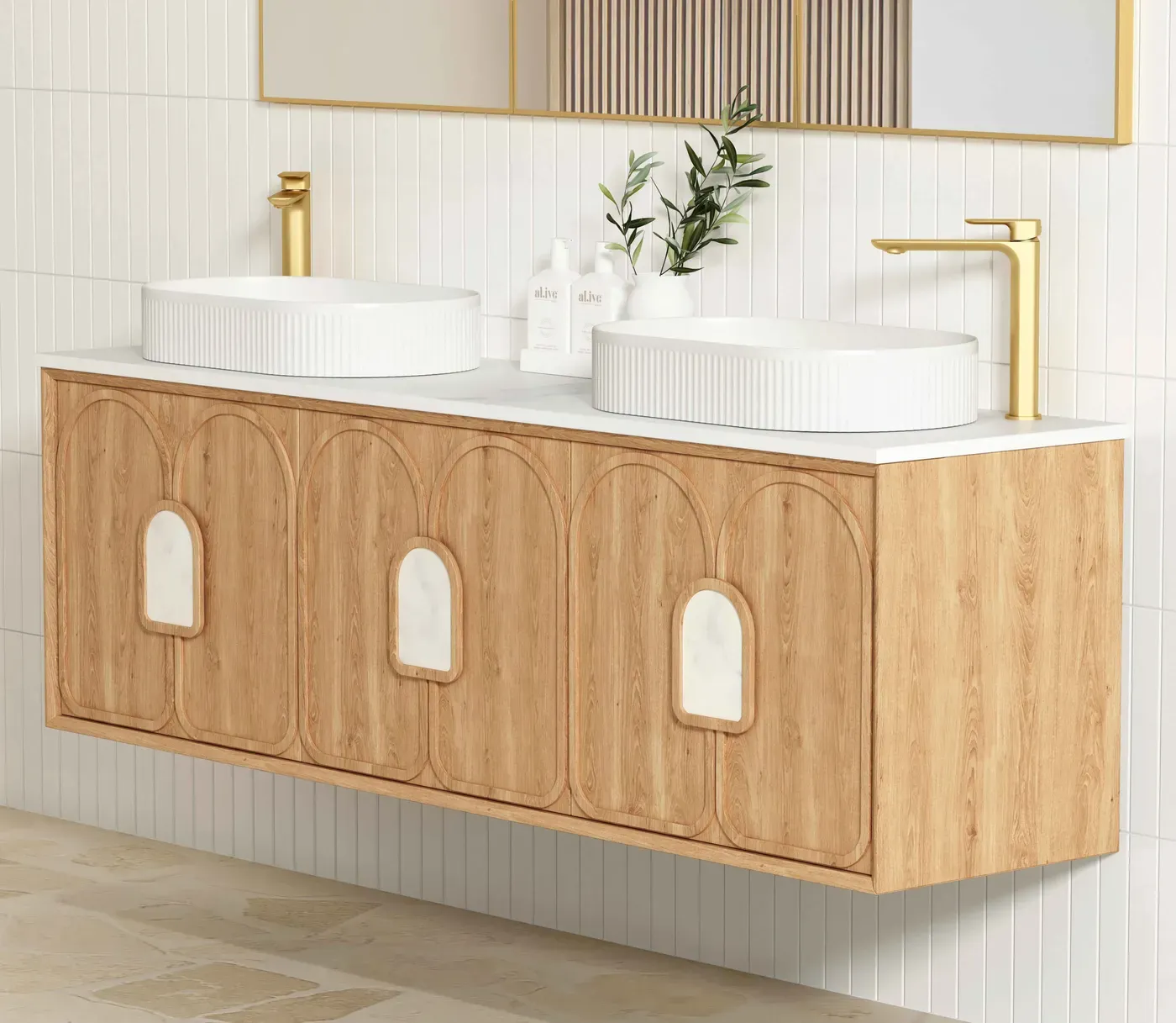 LAGUNA 1800MM NATURAL AMERICAN OAK WALL HUNG VANITY