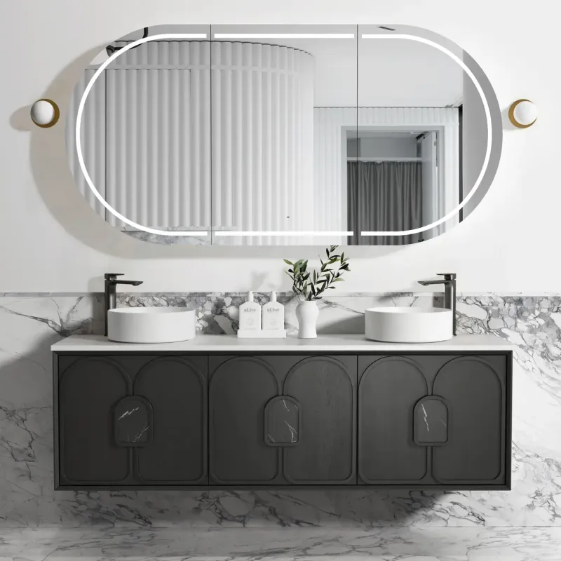 LAGUNA 1800MM BLACK AMERICAN OAK WALL HUNG VANITY