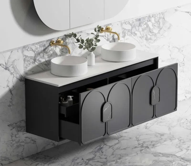 LAGUNA 1500MM BLACK AMERICAN OAK WALL HUNG VANITY