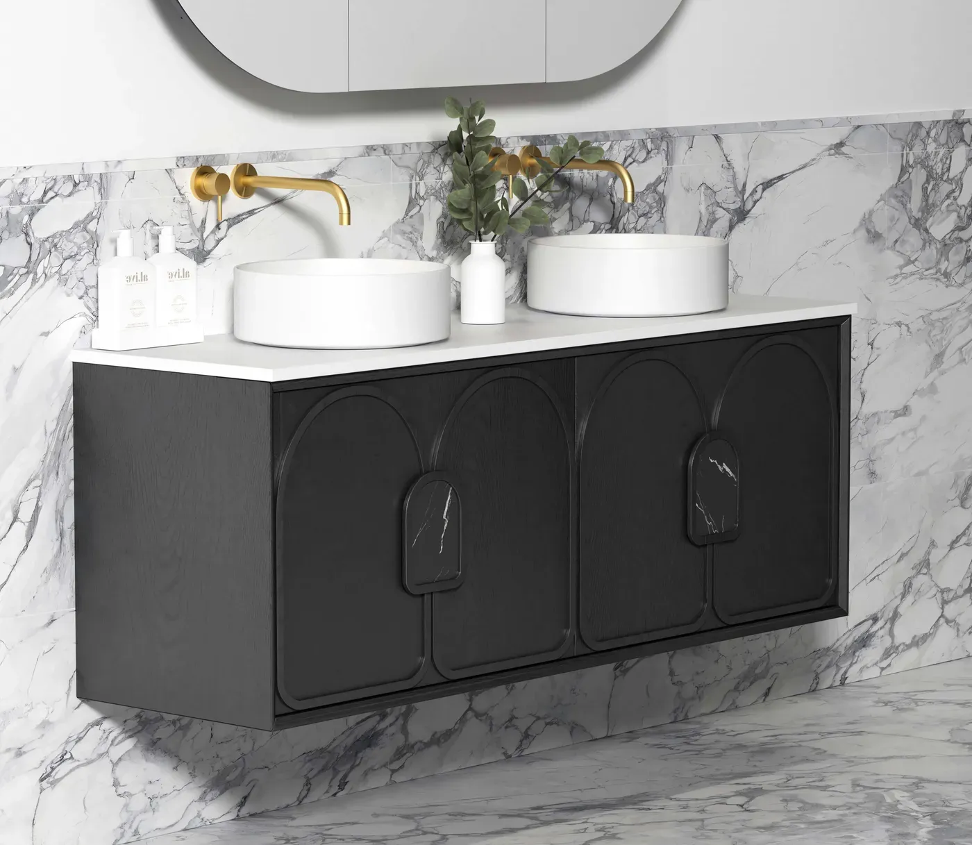 LAGUNA 1500MM BLACK AMERICAN OAK WALL HUNG VANITY