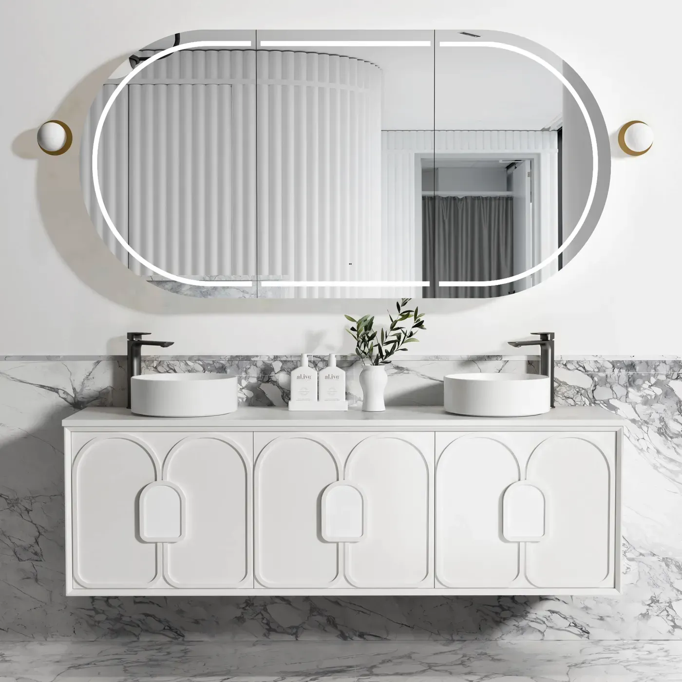 LAGUNA 1800MM SATIN WHITE WALL HUNG VANITY