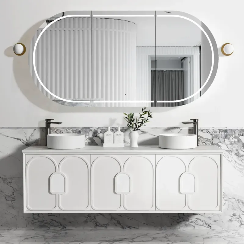 LAGUNA 1800MM SATIN WHITE WALL HUNG VANITY