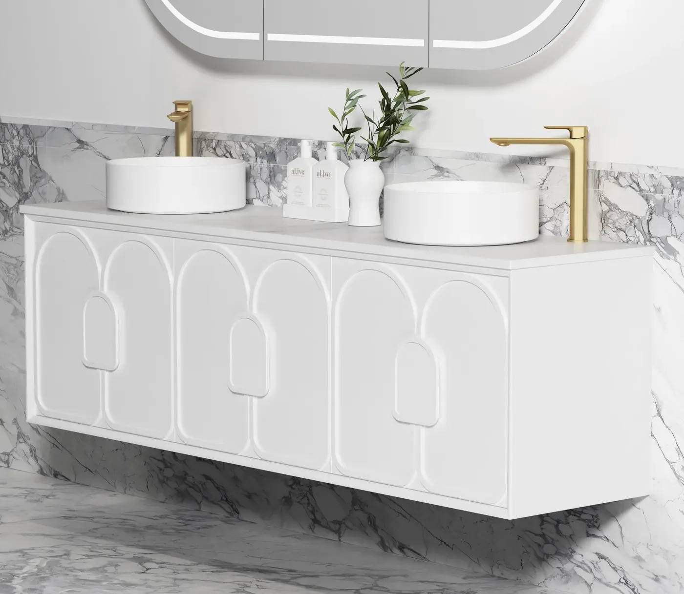 LAGUNA 1800MM SATIN WHITE WALL HUNG VANITY