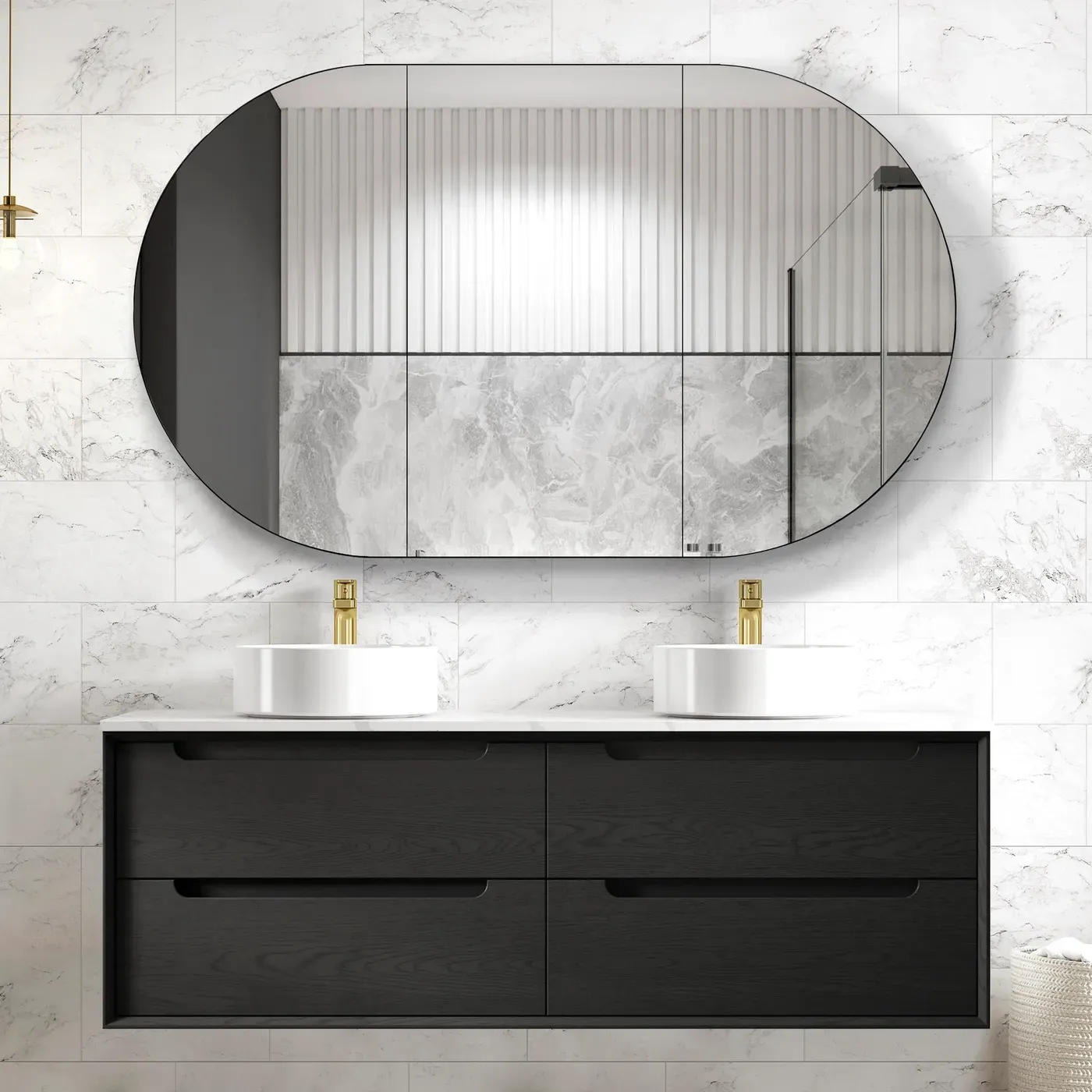 BYRON 1500MM BLACK OAK WALL HUNG VANITY