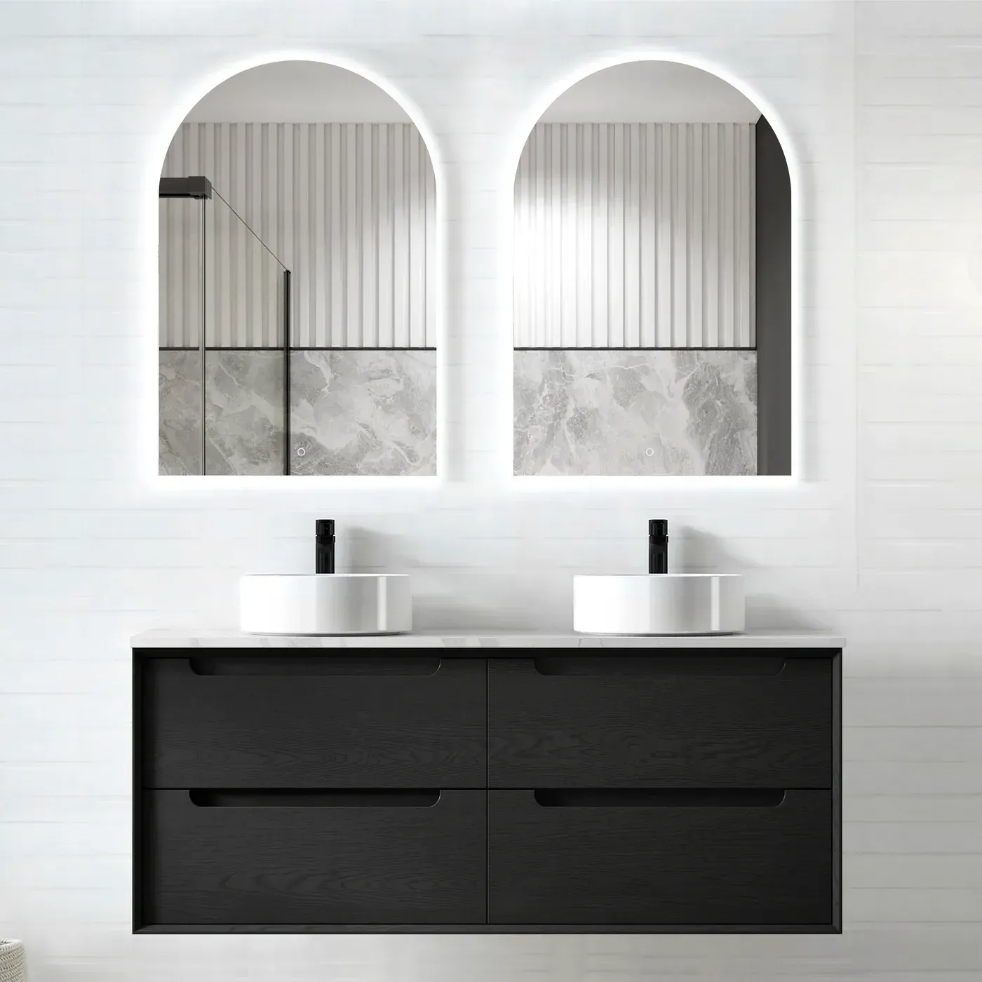 BYRON 1200MM BLACK OAK WALL HUNG VANITY