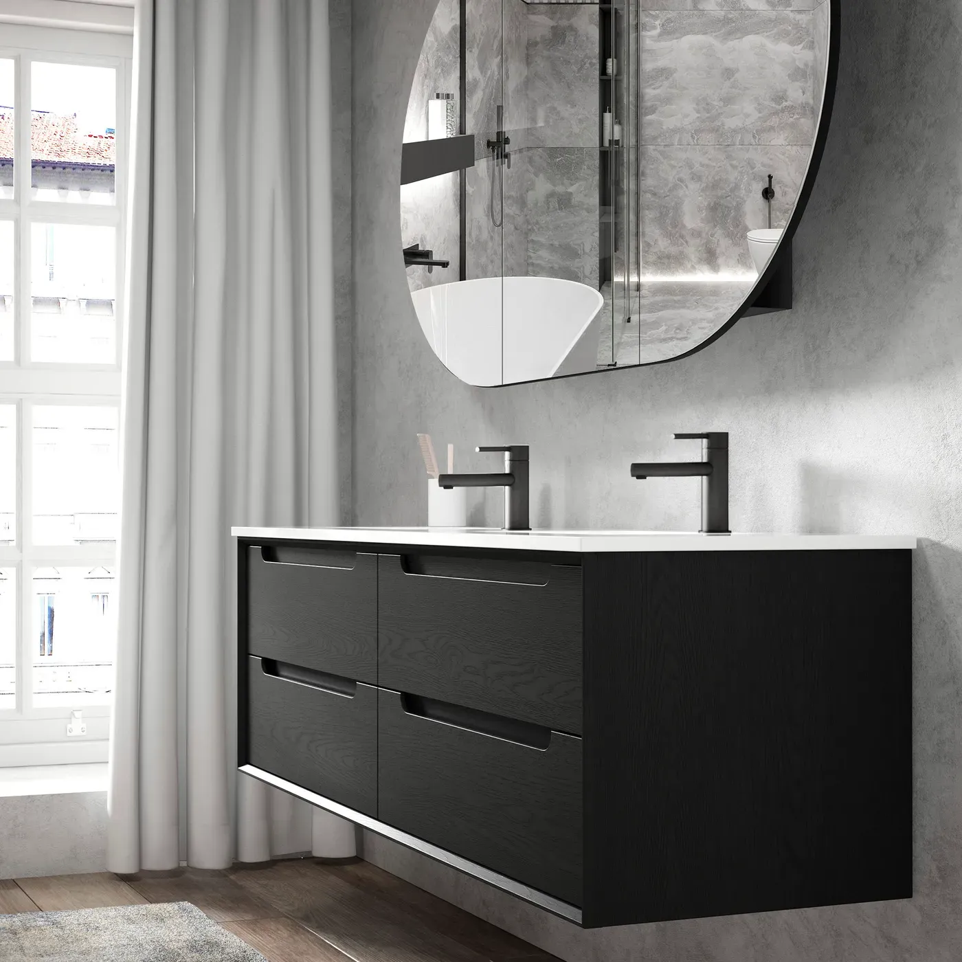 BYRON 1200MM BLACK OAK WALL HUNG VANITY