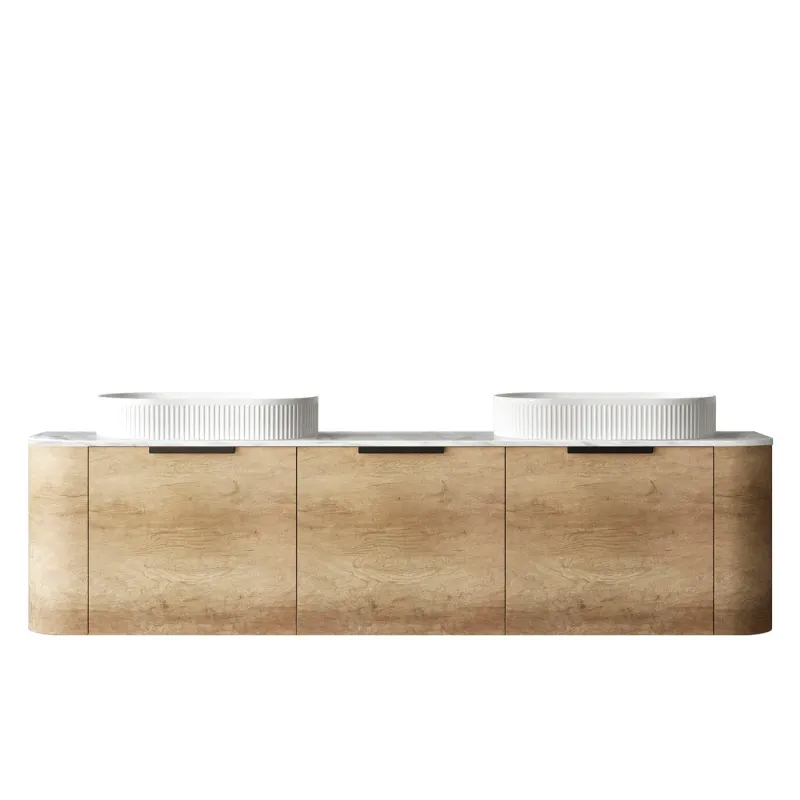 BONDI 1800MM NATURAL OAK WALL HUNG CURVE VANITY