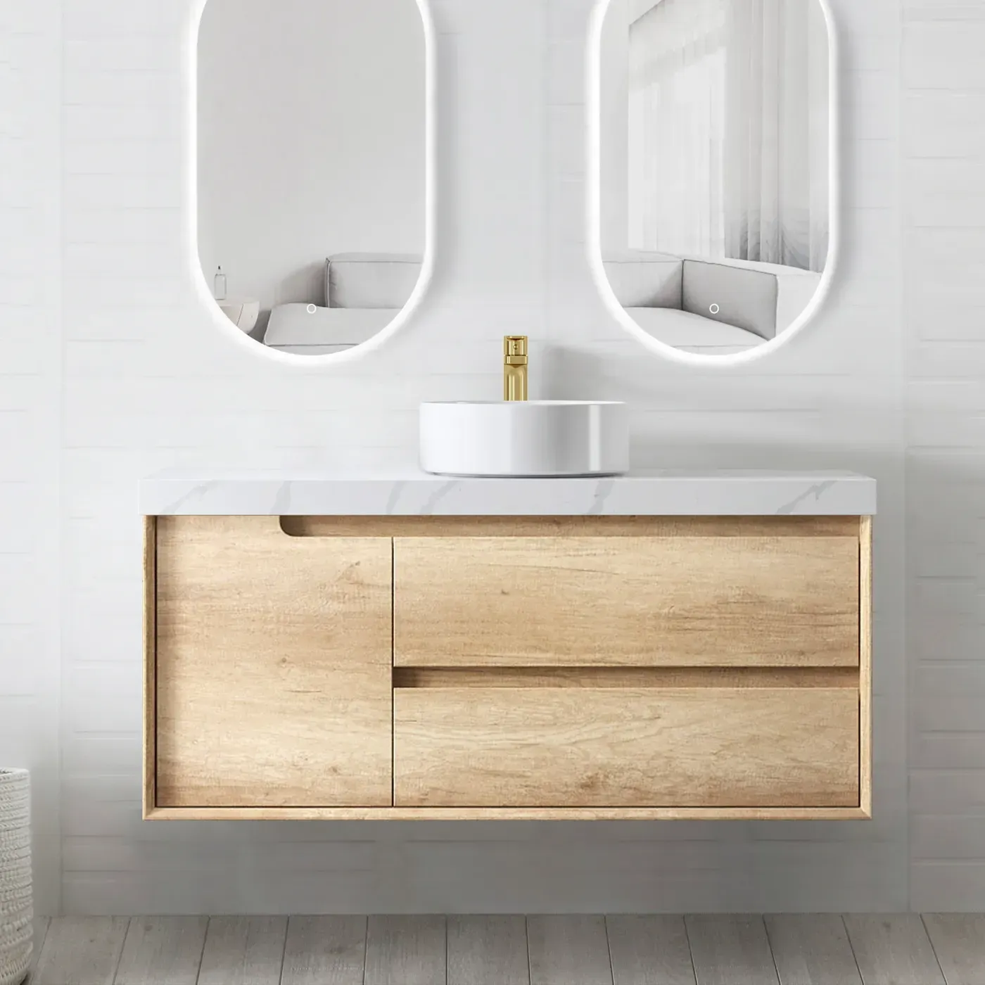 BYRON 1200MM NATURAL OAK WALL HUNG VANITY
