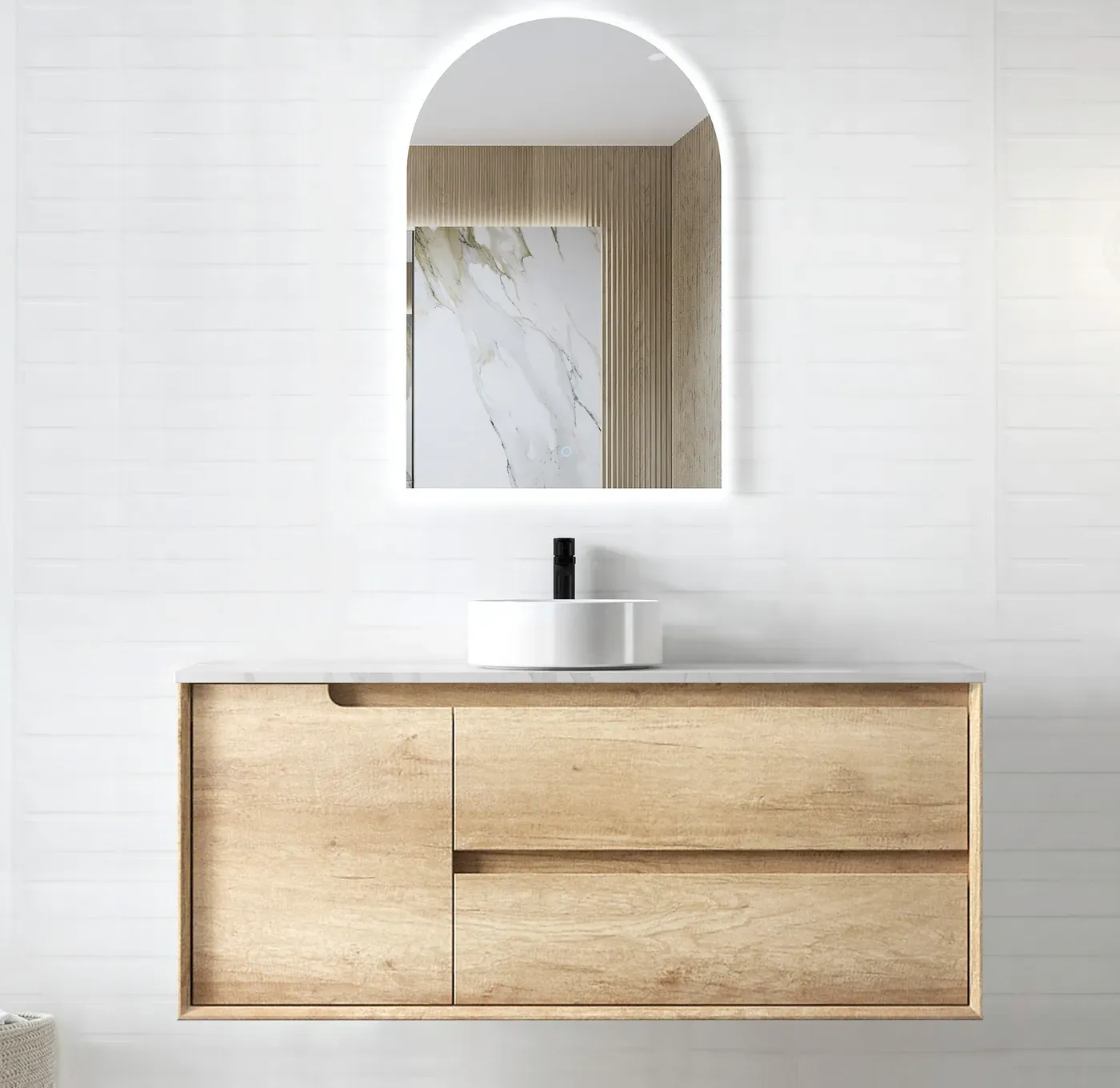 BYRON 1200MM NATURAL OAK WALL HUNG VANITY