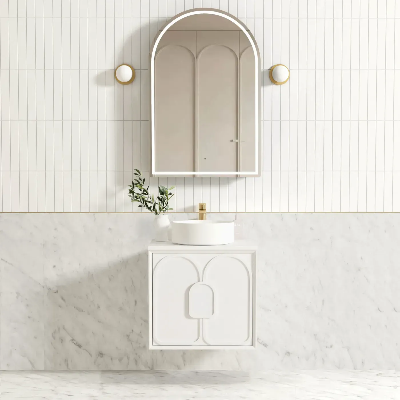 LAGUNA 600MM SATIN WHITE WALL HUNG VANITY