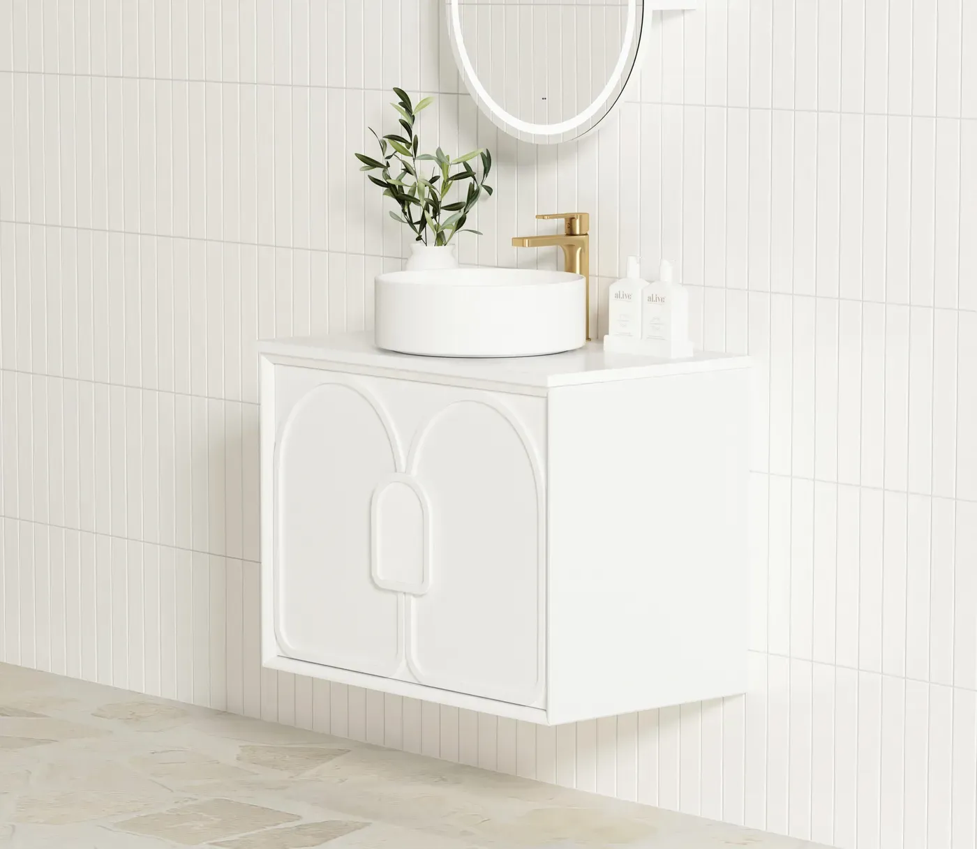 LAGUNA 600MM SATIN WHITE WALL HUNG VANITY