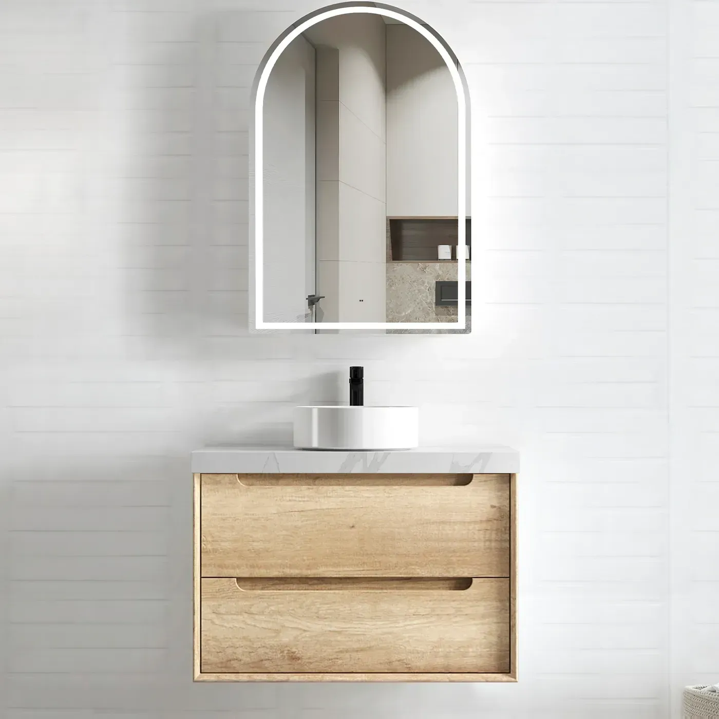 BYRON 750MM NATURAL OAK WALL HUNG VANITY