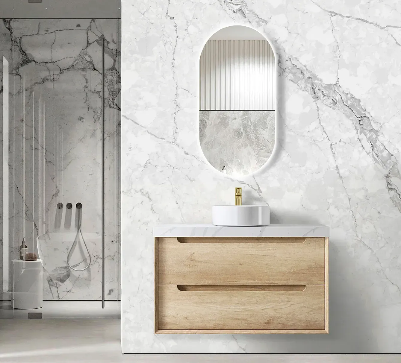 BYRON 900MM NATURAL OAK WALL HUNG VANITY