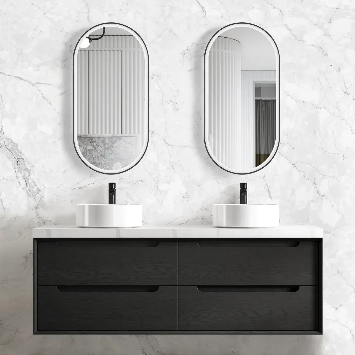 BYRON 1500MM BLACK OAK WALL HUNG VANITY
