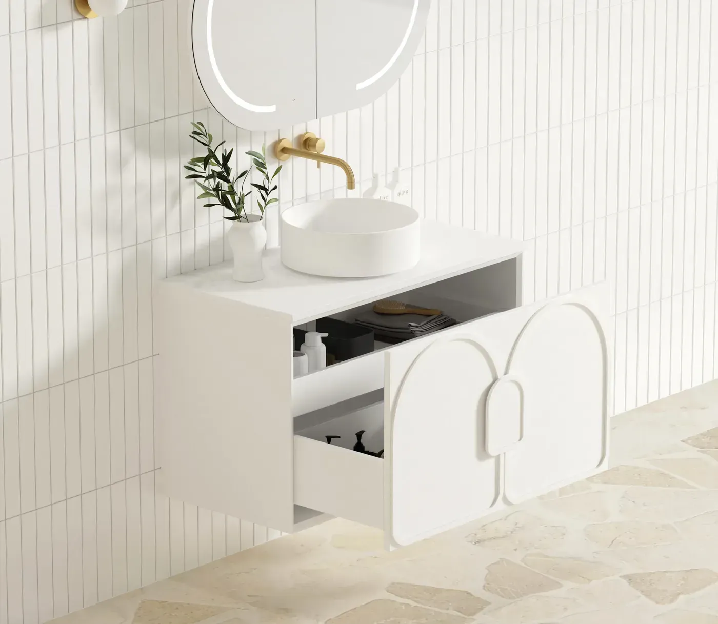 LAGUNA 900MM SATIN WHITE WALL HUNG VANITY