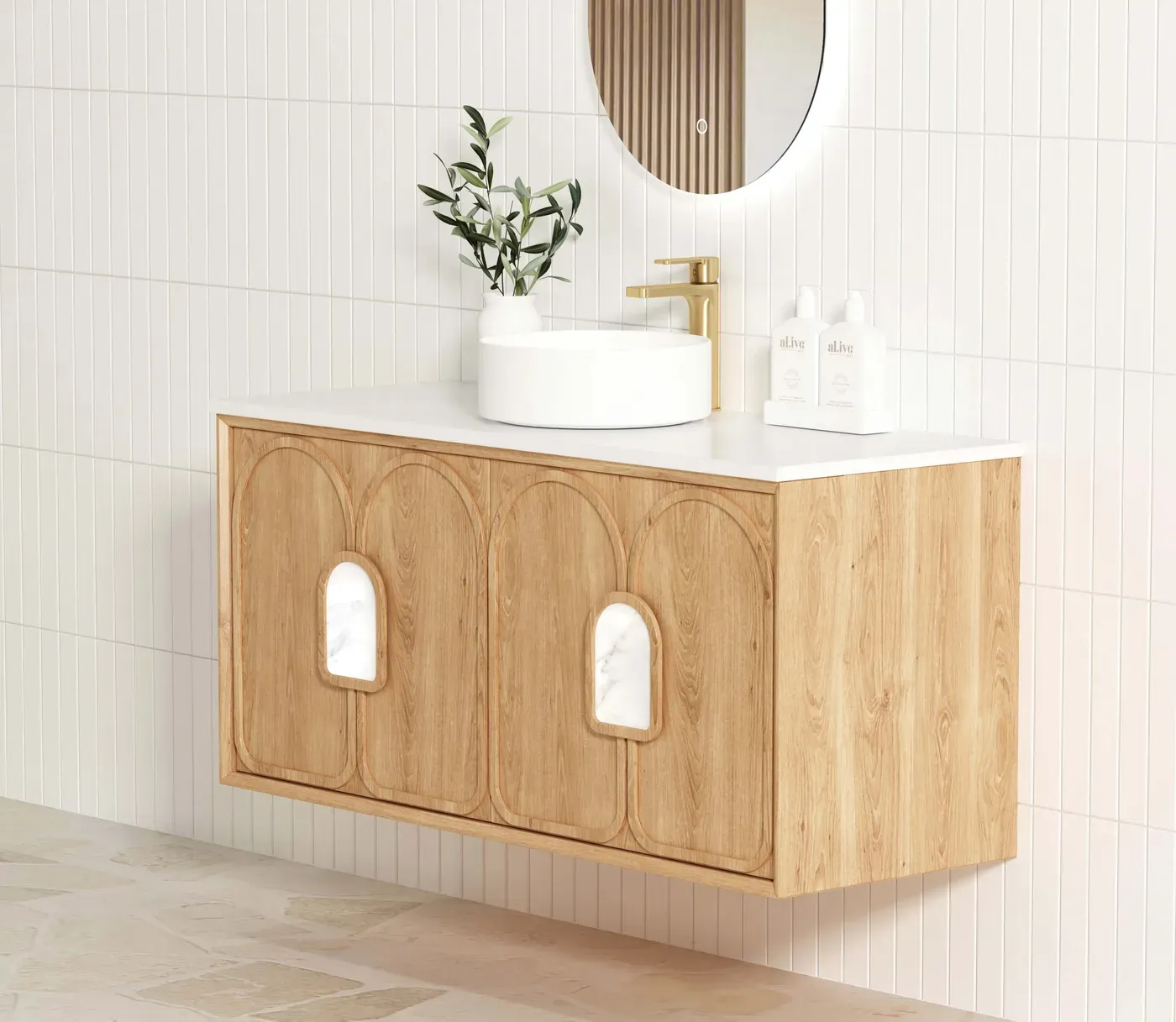 LAGUNA 1200MM NATURAL AMERICAN OAK WALL HUNG VANITY