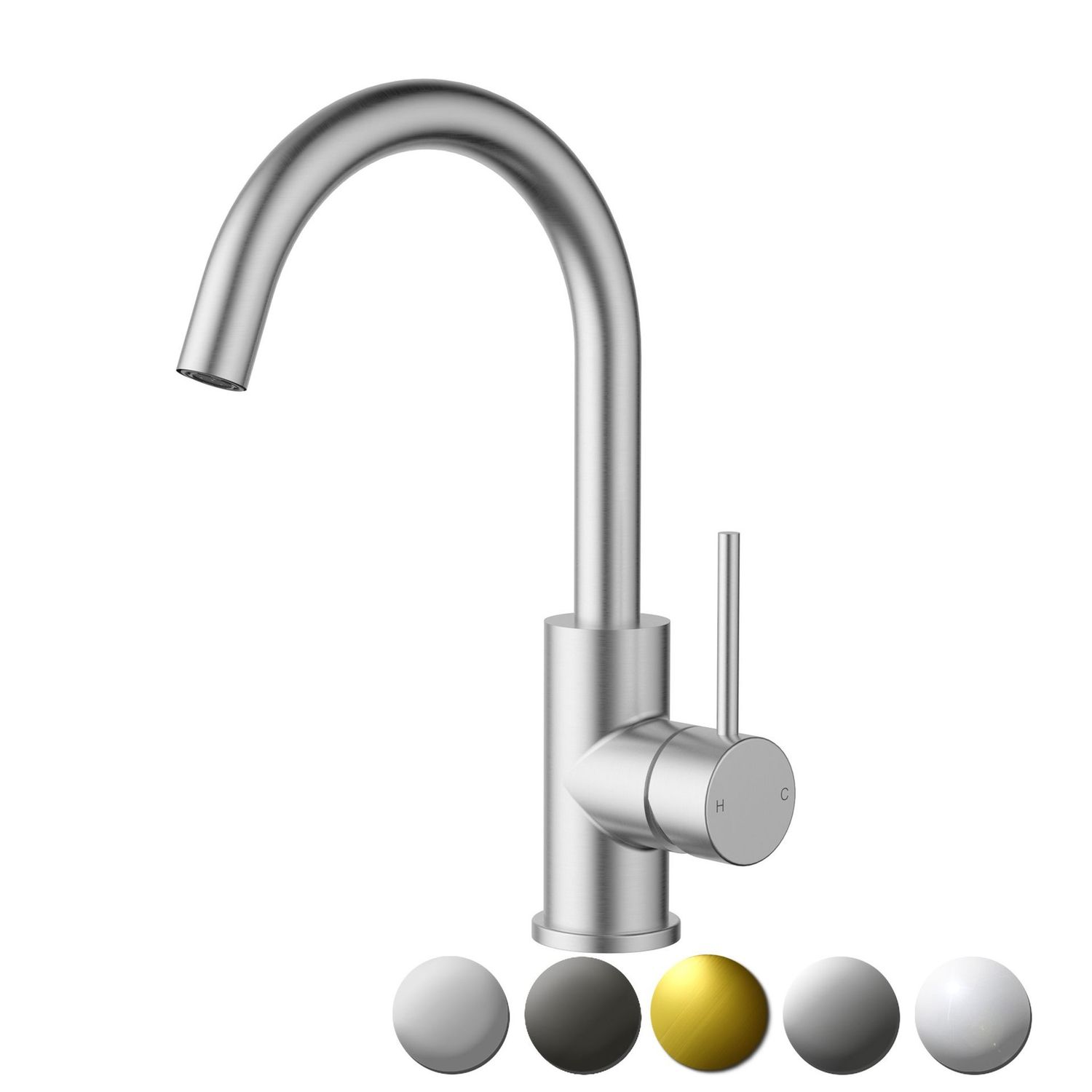 P&P Plus Otus Slimline SS Gooseneck Basin Mixer