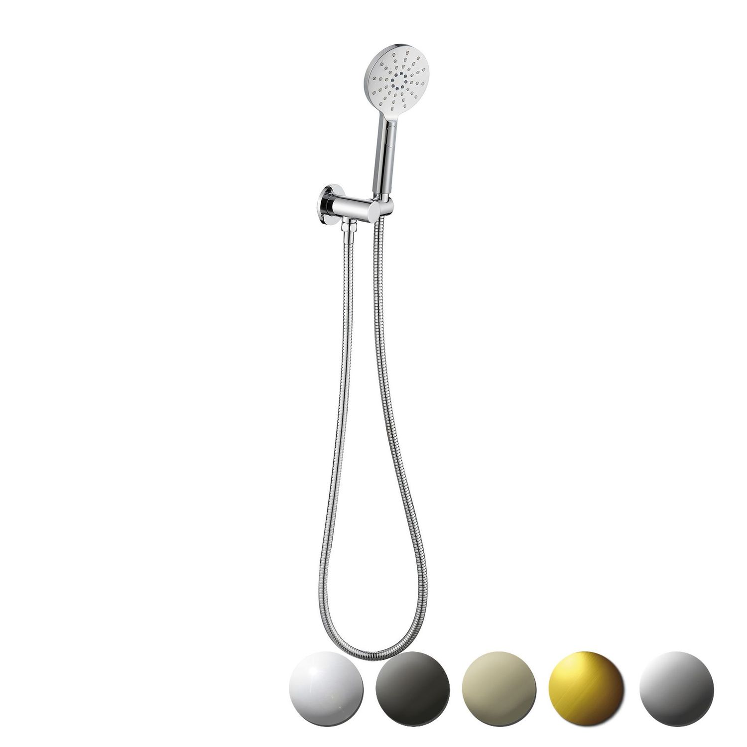P&P CORA ROUND HAND SHOWER ON WALL OUTLET BRACKET CHROME