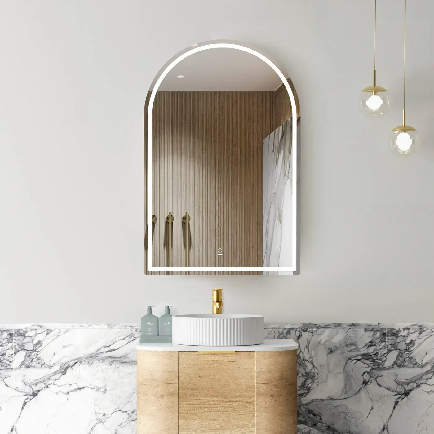 OTTI LED ARCHIE 900X600 NATURAL OAK/BLACK OAK/WHITE SHAVING CABINET