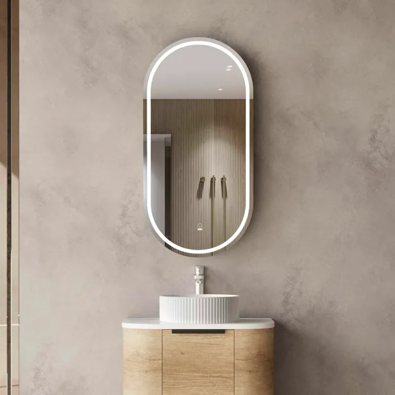 OTTI LED NOOSA 900X450 NATURAL OAK/BLACK OAK/WHITE SHAVING CABINET