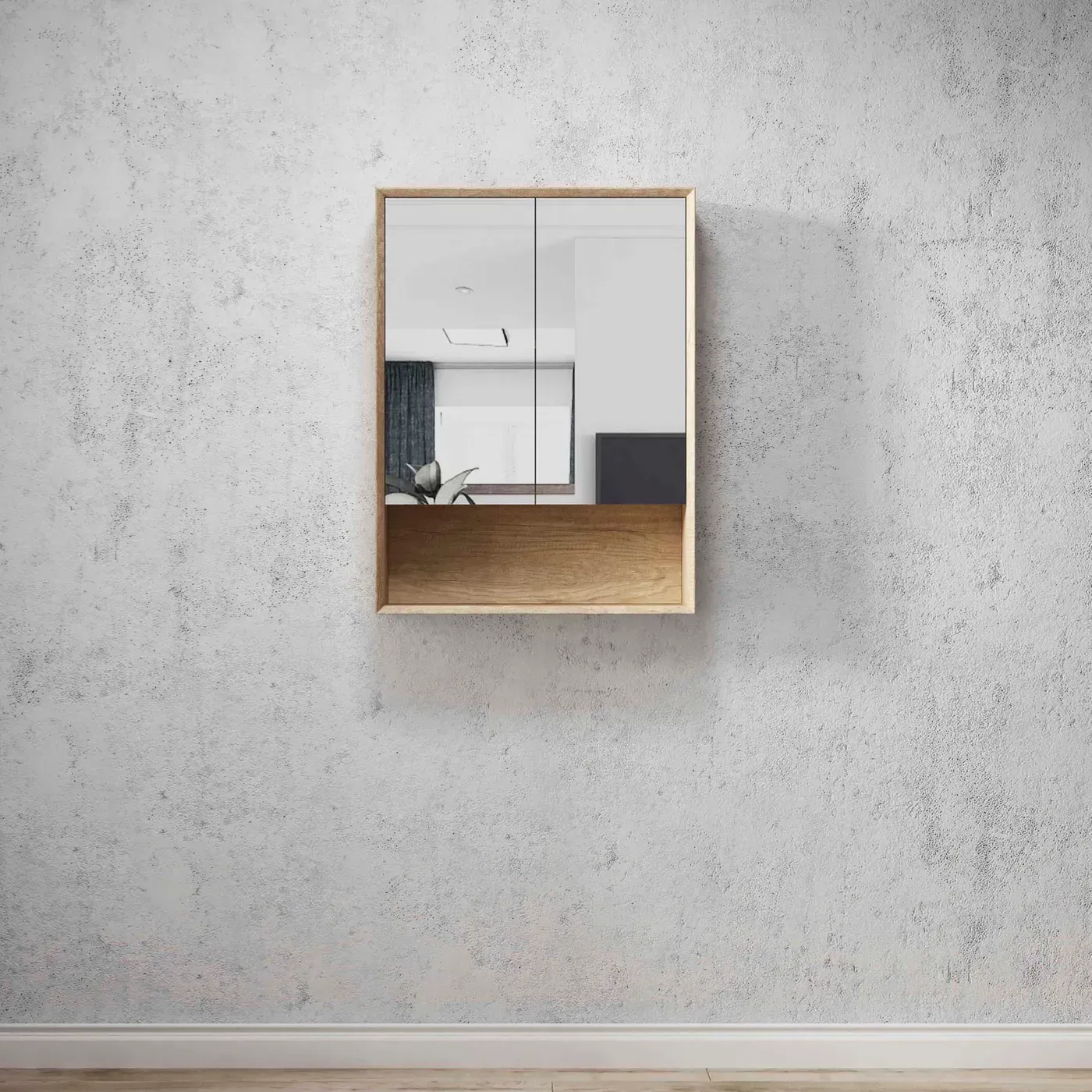 OTTI BYRON/MARLO 600X800 NATURAL OAK/MATTE BLACK SHAVING CABINET