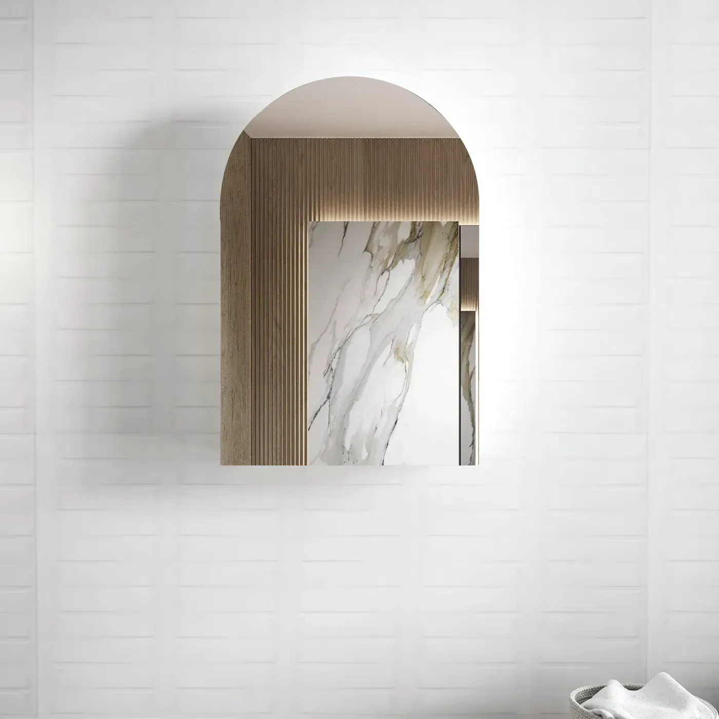 ARCHIE 900MM NATURAL OAK/BLACK OAK/WHITE SHAVING CABINET