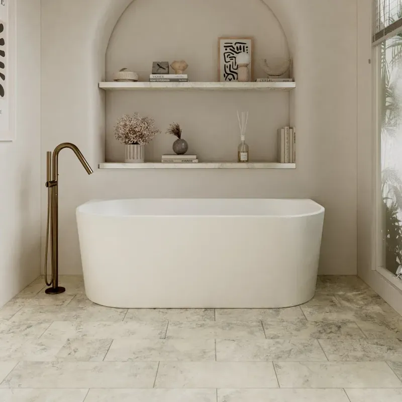 Cassa Auris Round Back to Wall Bathtub